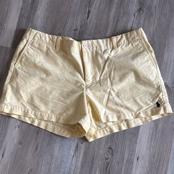 Ralph Lauren Polo Blue Label  Sz 14 Yellow Women’s Shorts With Blue Polo Logo - Picture 1 of 9